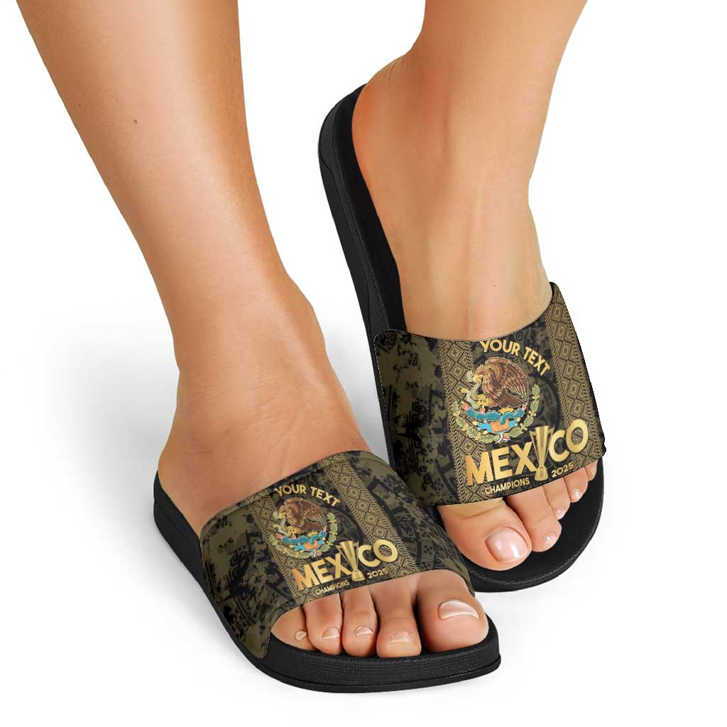 Custom Mexico Football Slide Sandals 2025 El Tri Champions Gold Color LT14
