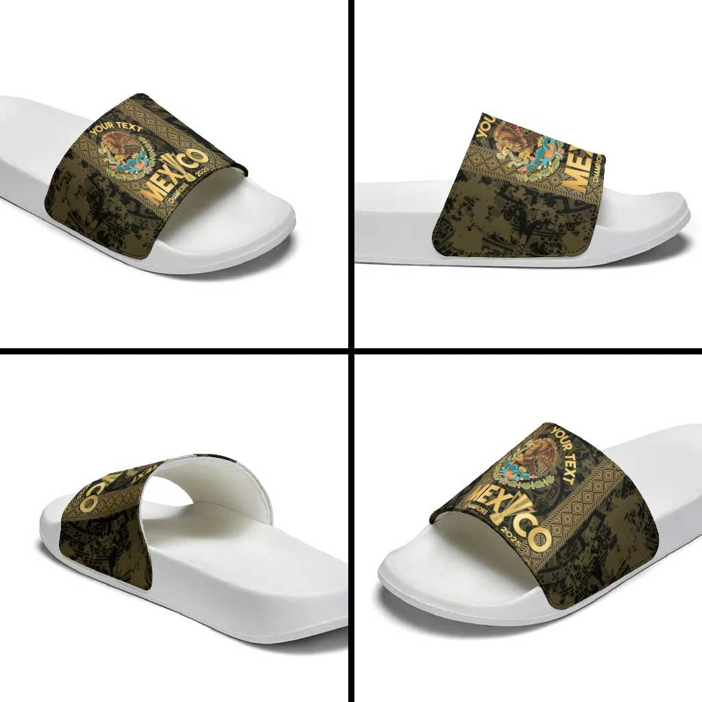 Custom Mexico Football Slide Sandals 2025 El Tri Champions Gold Color LT14