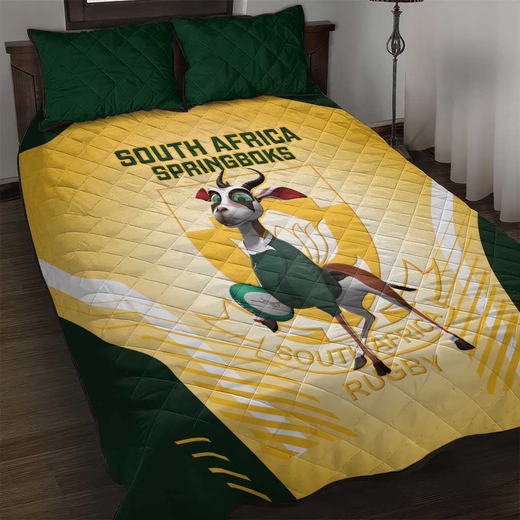South Africa Rugby Quilt Bed Set Cute Springboks Mascot LT14
