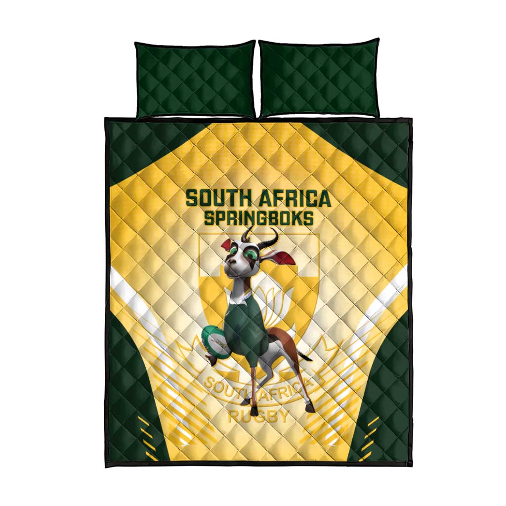 South Africa Rugby Quilt Bed Set Cute Springboks Mascot LT14
