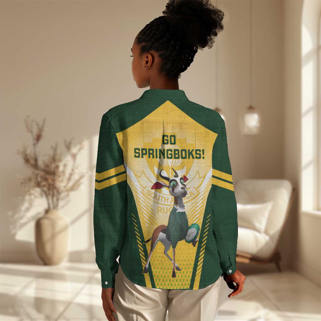South Africa Rugby Women Casual Shirt Cute Springboks Mascot LT14