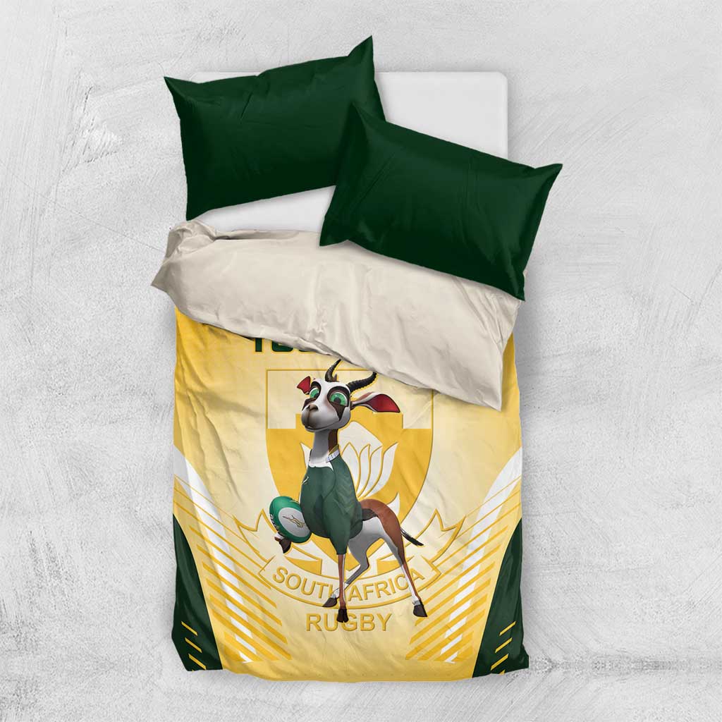 Custom South Africa Rugby Bedding Set Cute Springboks Mascot LT14