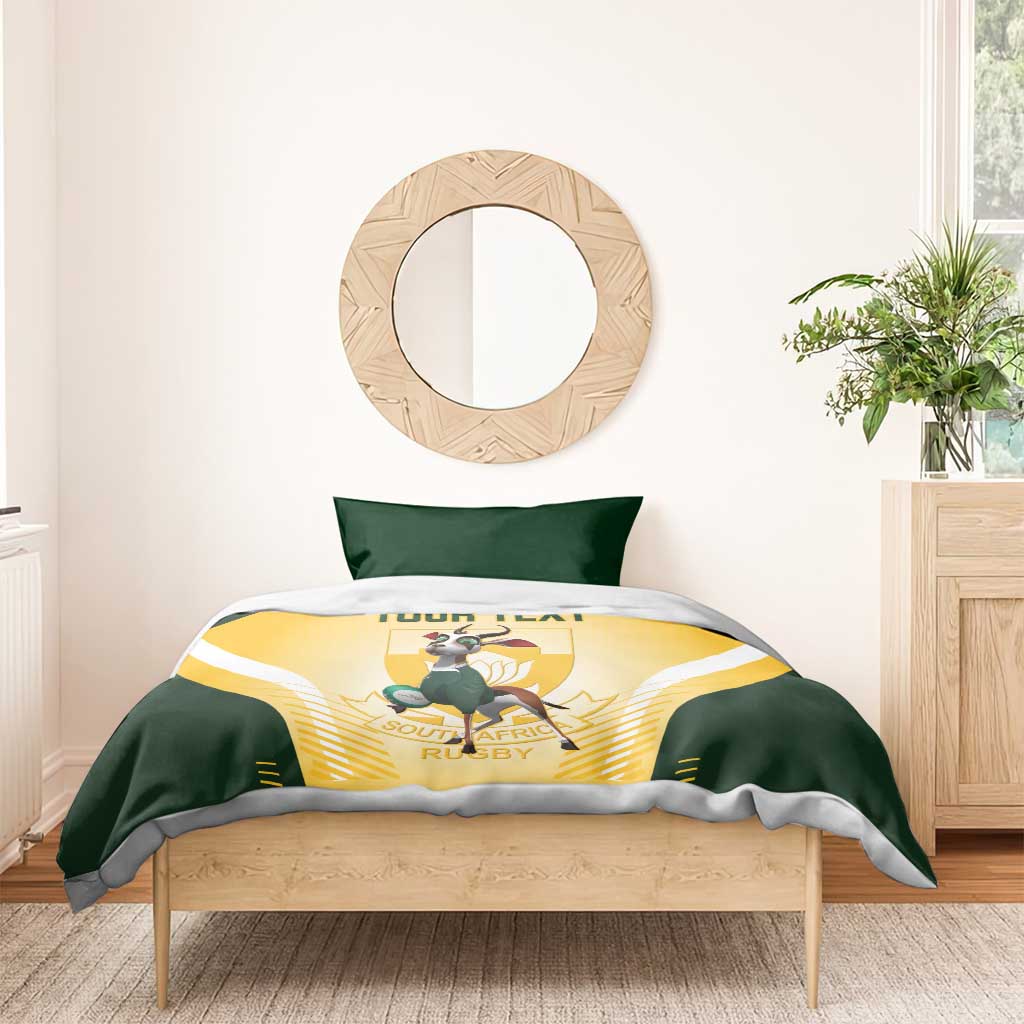 Custom South Africa Rugby Bedding Set Cute Springboks Mascot LT14