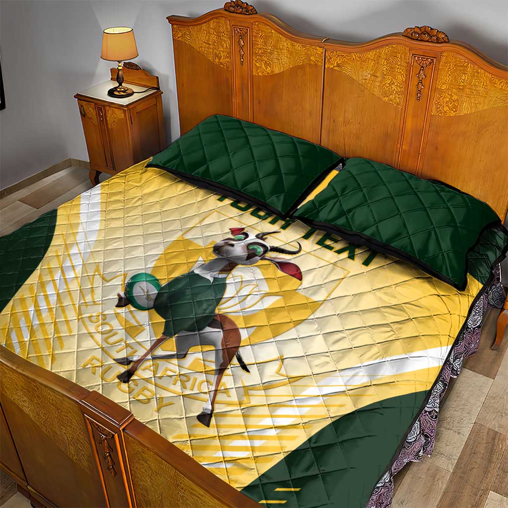 Custom South Africa Rugby Quilt Bed Set Cute Springboks Mascot LT14