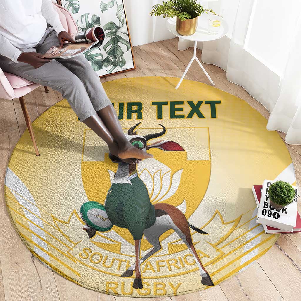 Custom South Africa Rugby Round Carpet Cute Springboks Mascot LT14