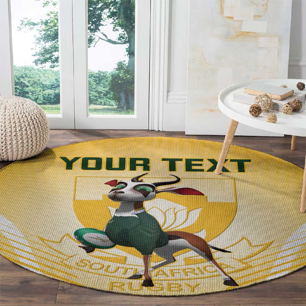 Custom South Africa Rugby Round Carpet Cute Springboks Mascot LT14