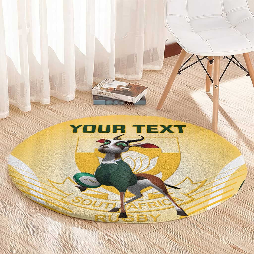 Custom South Africa Rugby Round Carpet Cute Springboks Mascot LT14