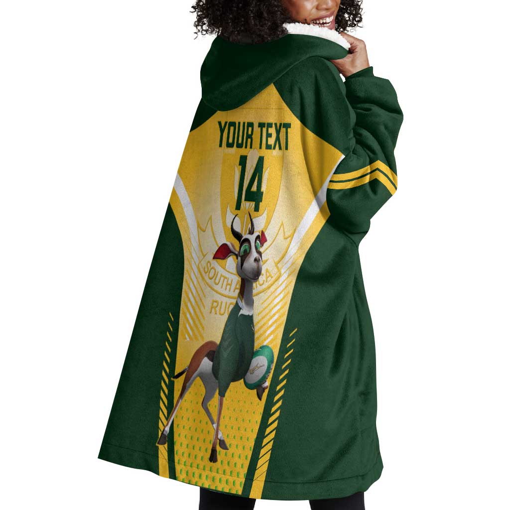Custom South Africa Rugby Wearable Blanket Hoodie Cute Springboks Mascot LT14
