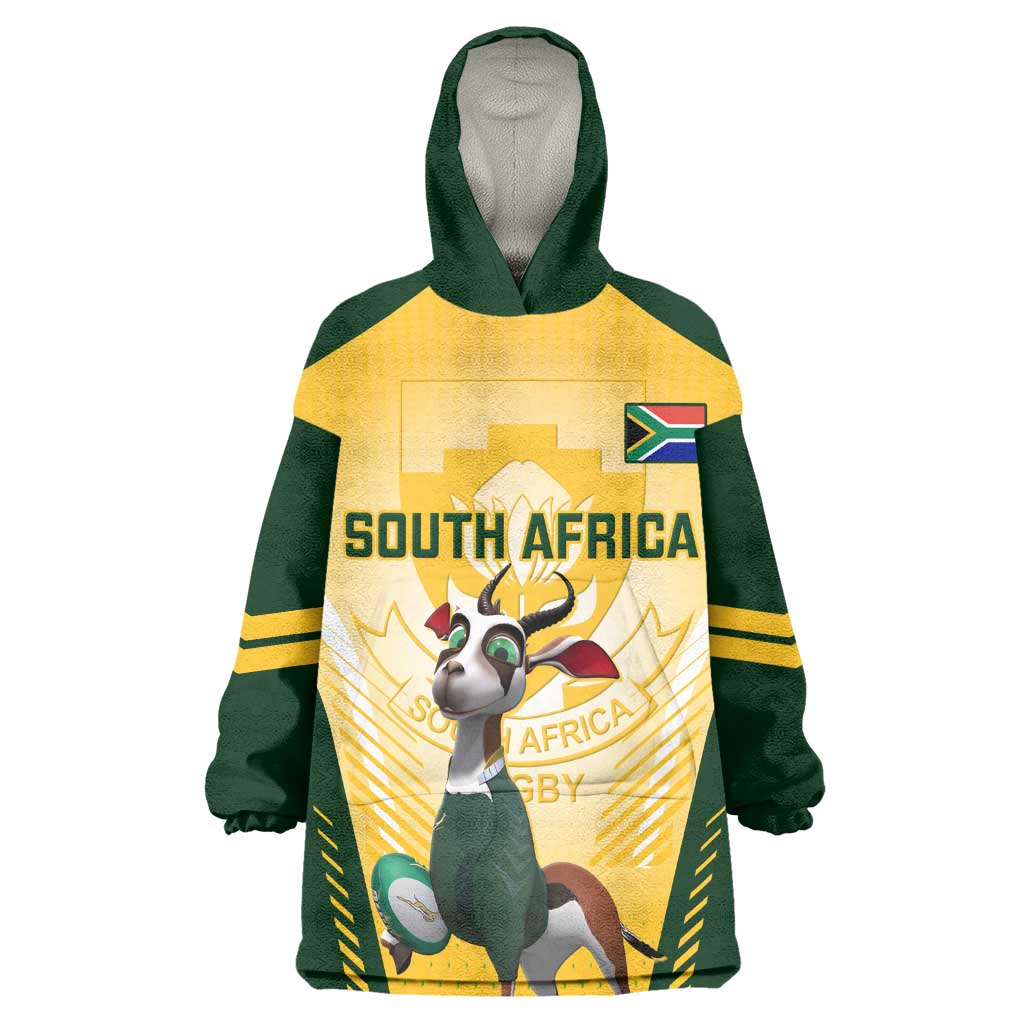 Custom South Africa Rugby Wearable Blanket Hoodie Cute Springboks Mascot LT14