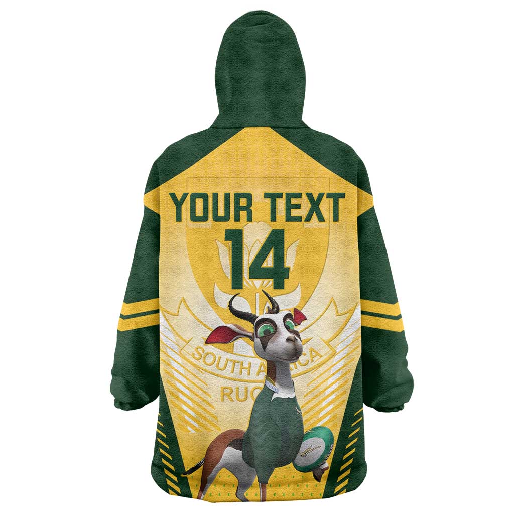 Custom South Africa Rugby Wearable Blanket Hoodie Cute Springboks Mascot LT14