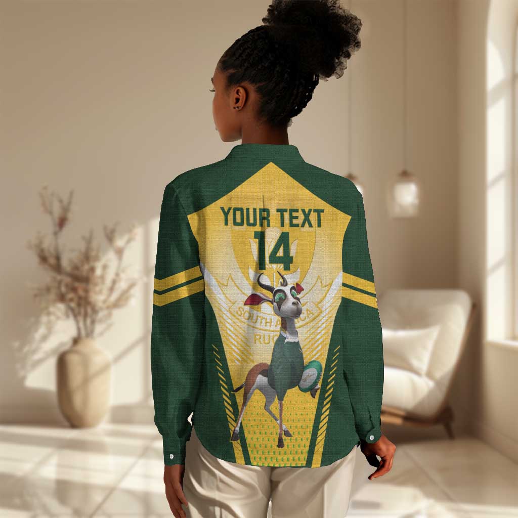 Custom South Africa Rugby Women Casual Shirt Cute Springboks Mascot LT14