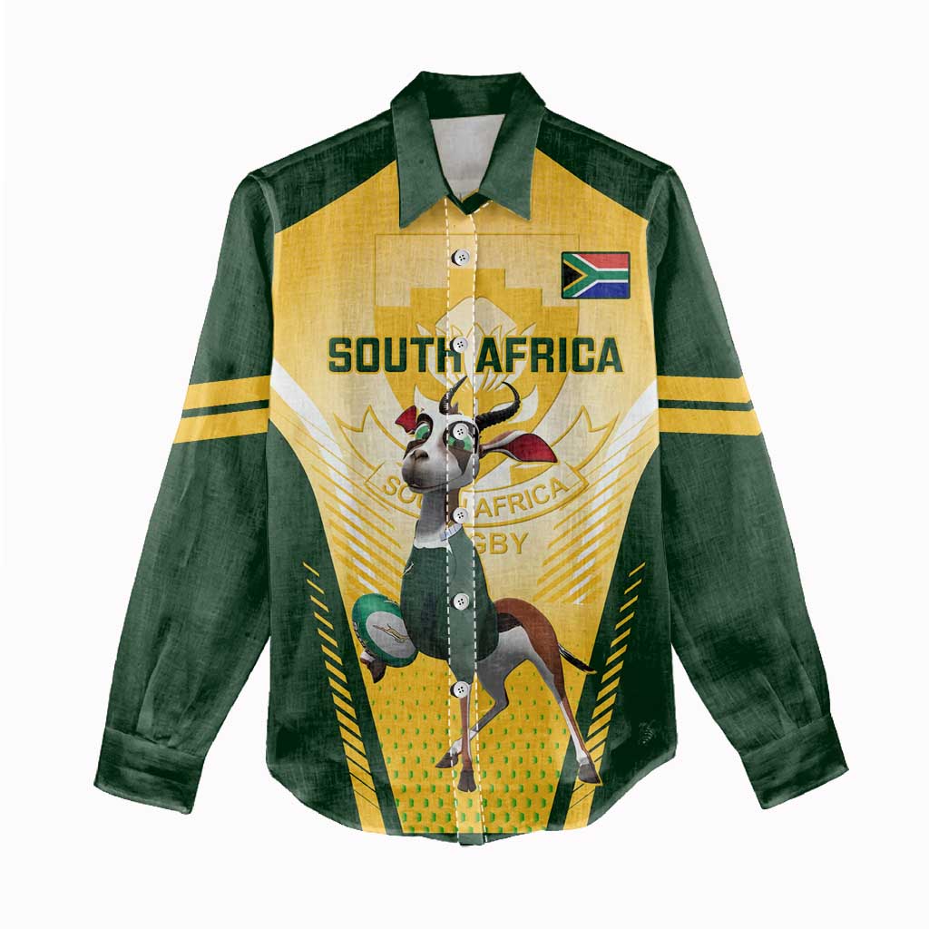 Custom South Africa Rugby Women Casual Shirt Cute Springboks Mascot LT14