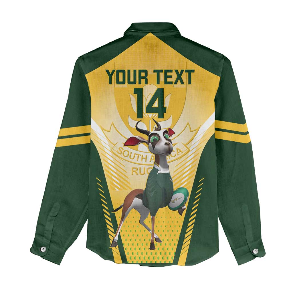 Custom South Africa Rugby Women Casual Shirt Cute Springboks Mascot LT14