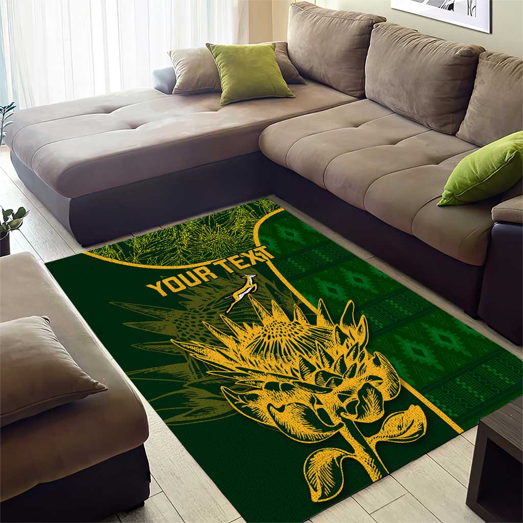Custom South Africa Rugby Area Rug Go Champions Springboks Flower LT14
