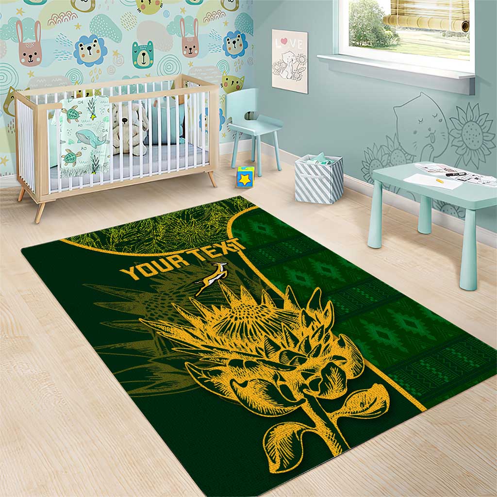 Custom South Africa Rugby Area Rug Go Champions Springboks Flower LT14