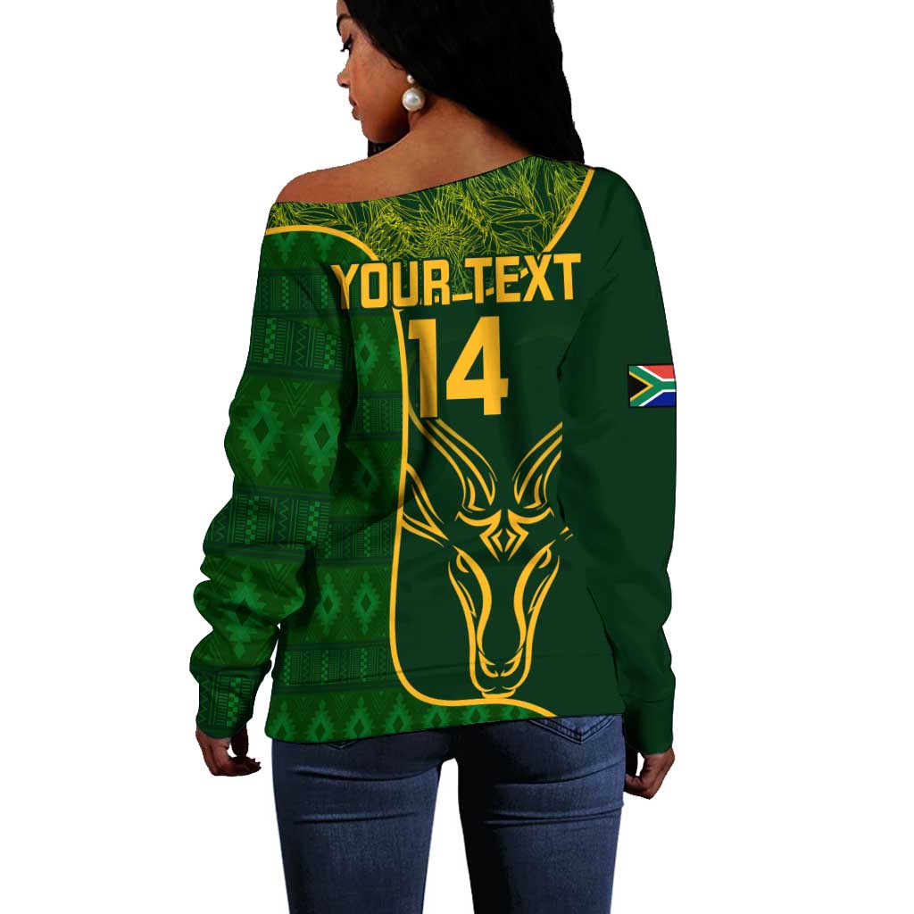 Custom South Africa Rugby Off Shoulder Sweater Go Champions Springboks Flower LT14