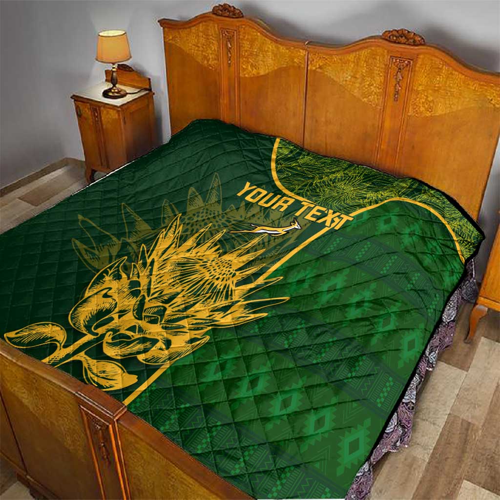 Custom South Africa Rugby Quilt Go Champions Springboks Flower LT14