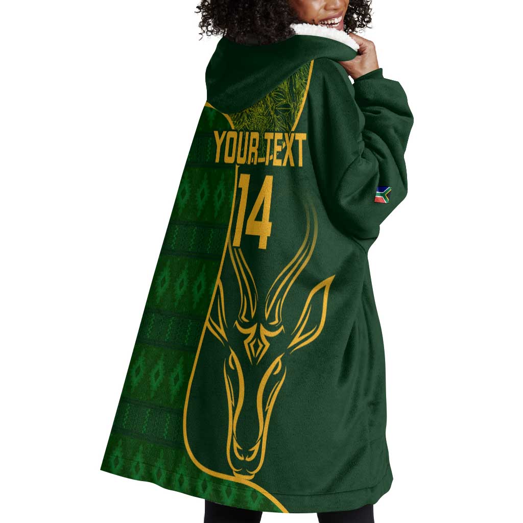 Custom South Africa Rugby Wearable Blanket Hoodie Go Champions Springboks Flower LT14