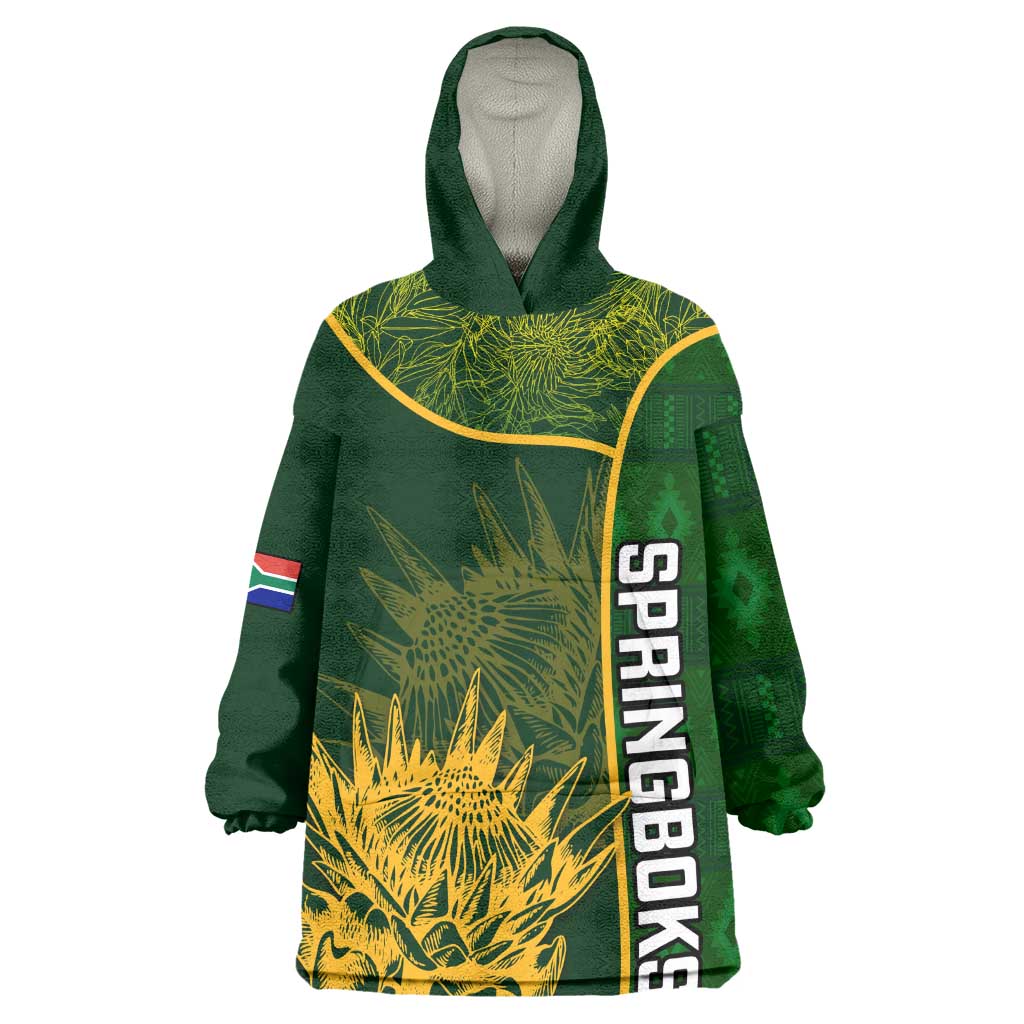 Custom South Africa Rugby Wearable Blanket Hoodie Go Champions Springboks Flower LT14