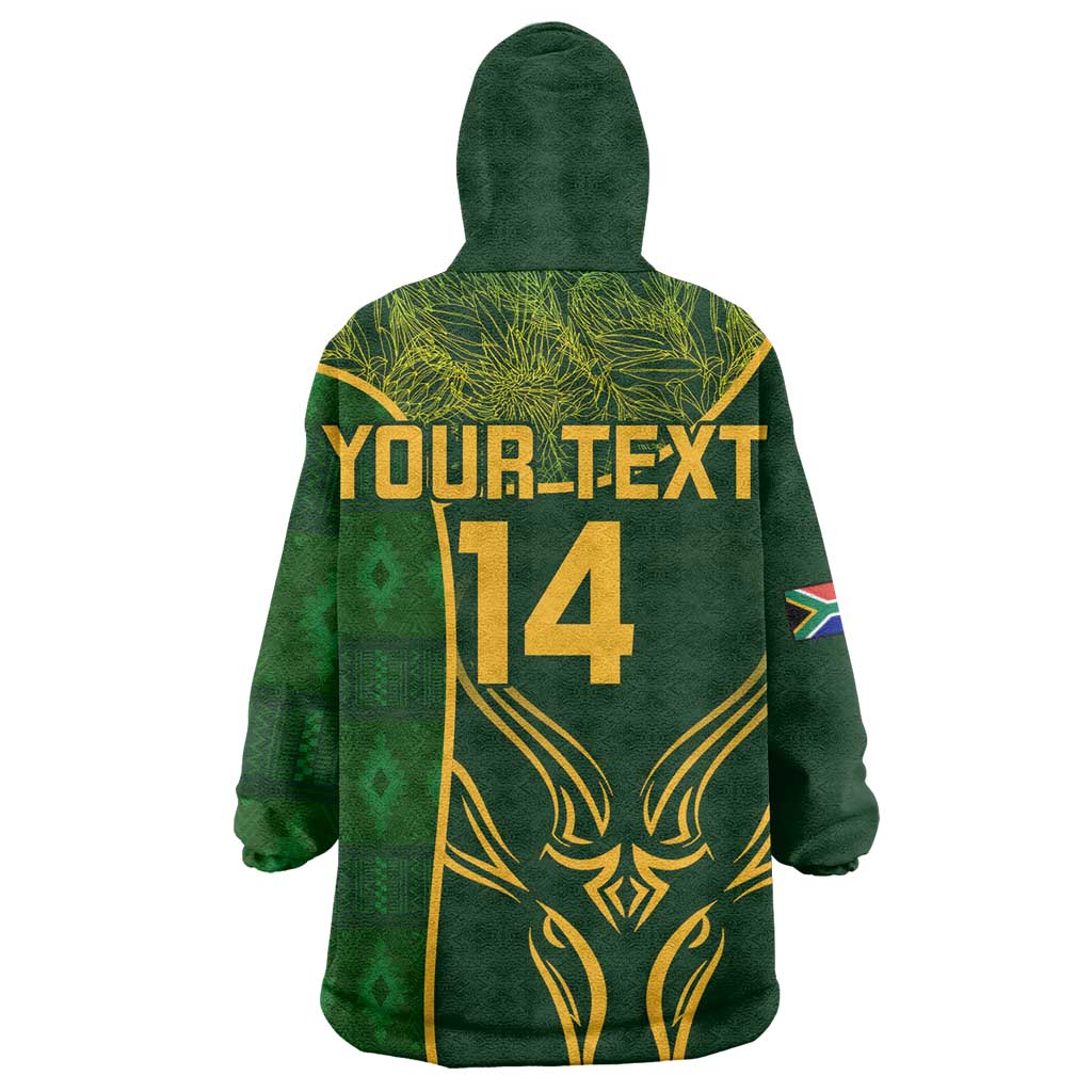 Custom South Africa Rugby Wearable Blanket Hoodie Go Champions Springboks Flower LT14
