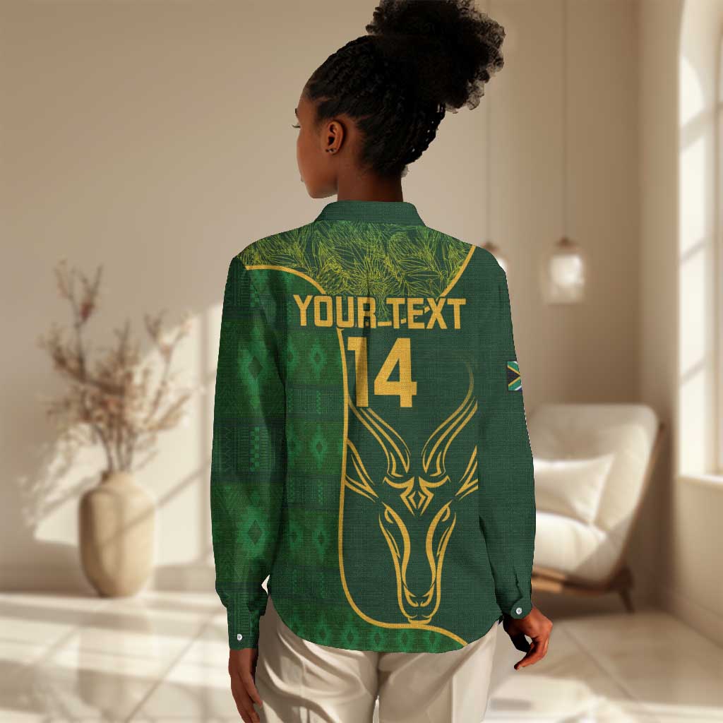 Custom South Africa Rugby Women Casual Shirt Go Champions Springboks Flower LT14