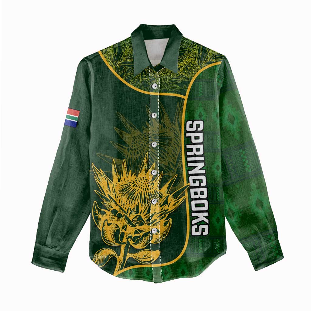 Custom South Africa Rugby Women Casual Shirt Go Champions Springboks Flower LT14