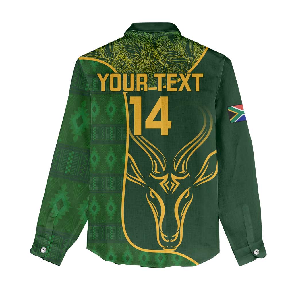 Custom South Africa Rugby Women Casual Shirt Go Champions Springboks Flower LT14