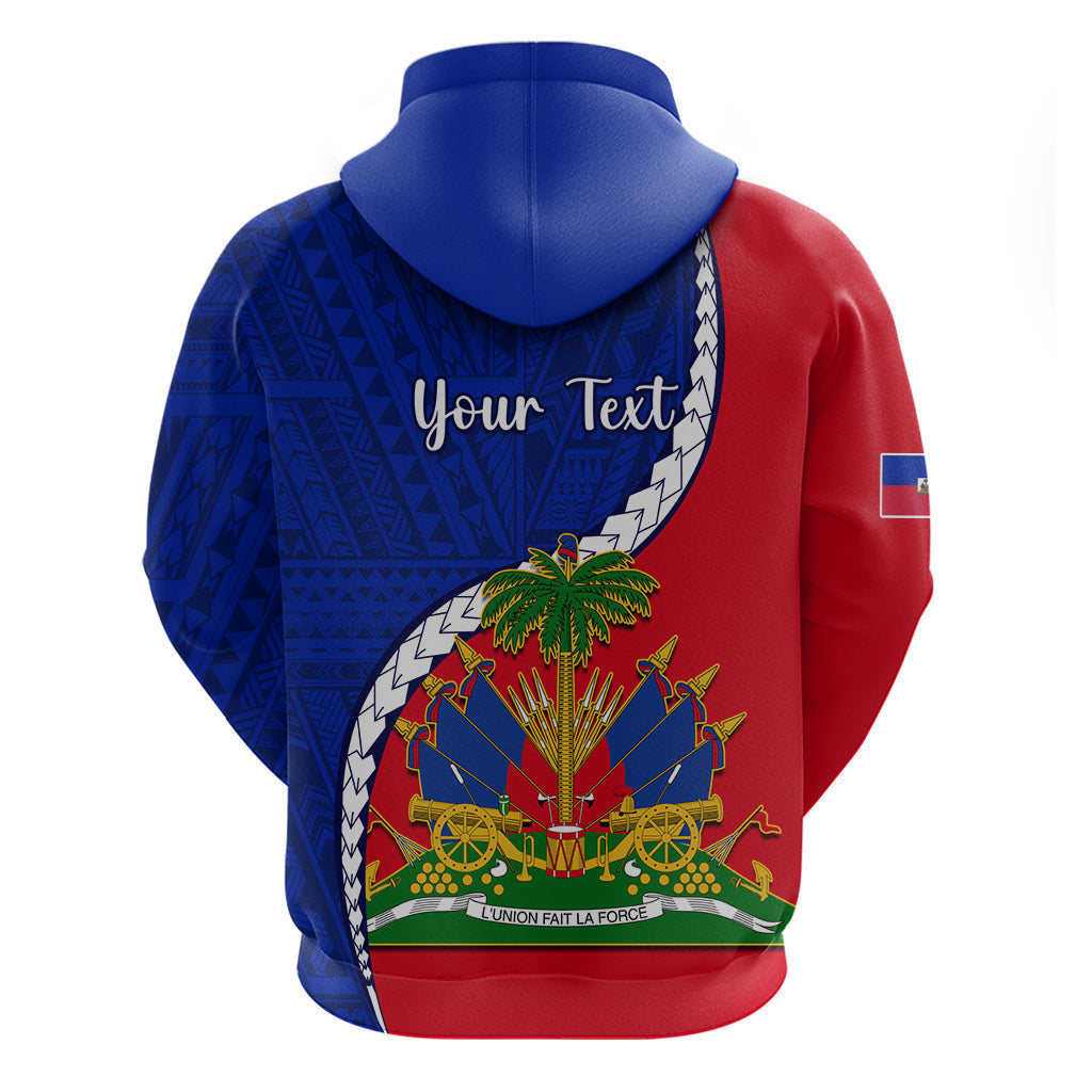 Personalised Haiti Independence Day Hoodie Ayiti National Emblem With Polynesian Pattern LT14
