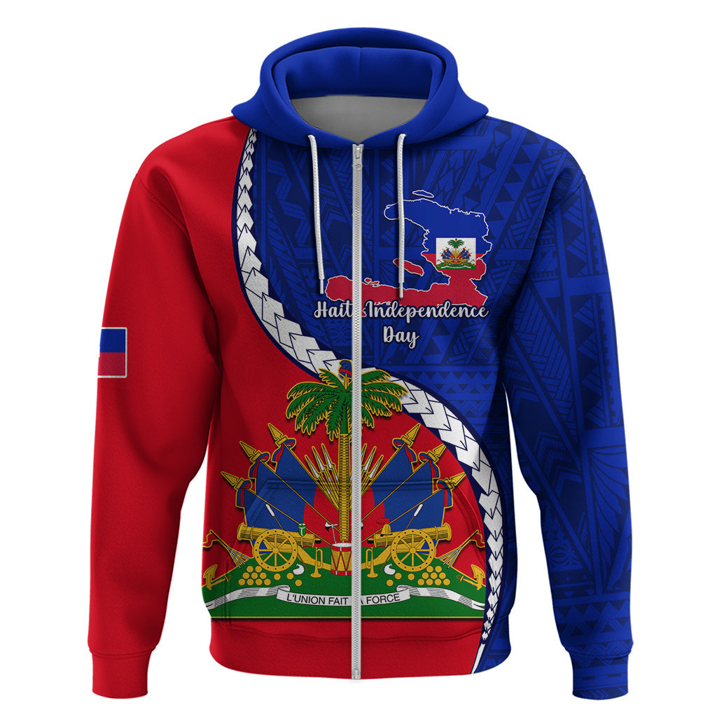 Personalised Haiti Independence Day Hoodie Ayiti National Emblem With Polynesian Pattern LT14