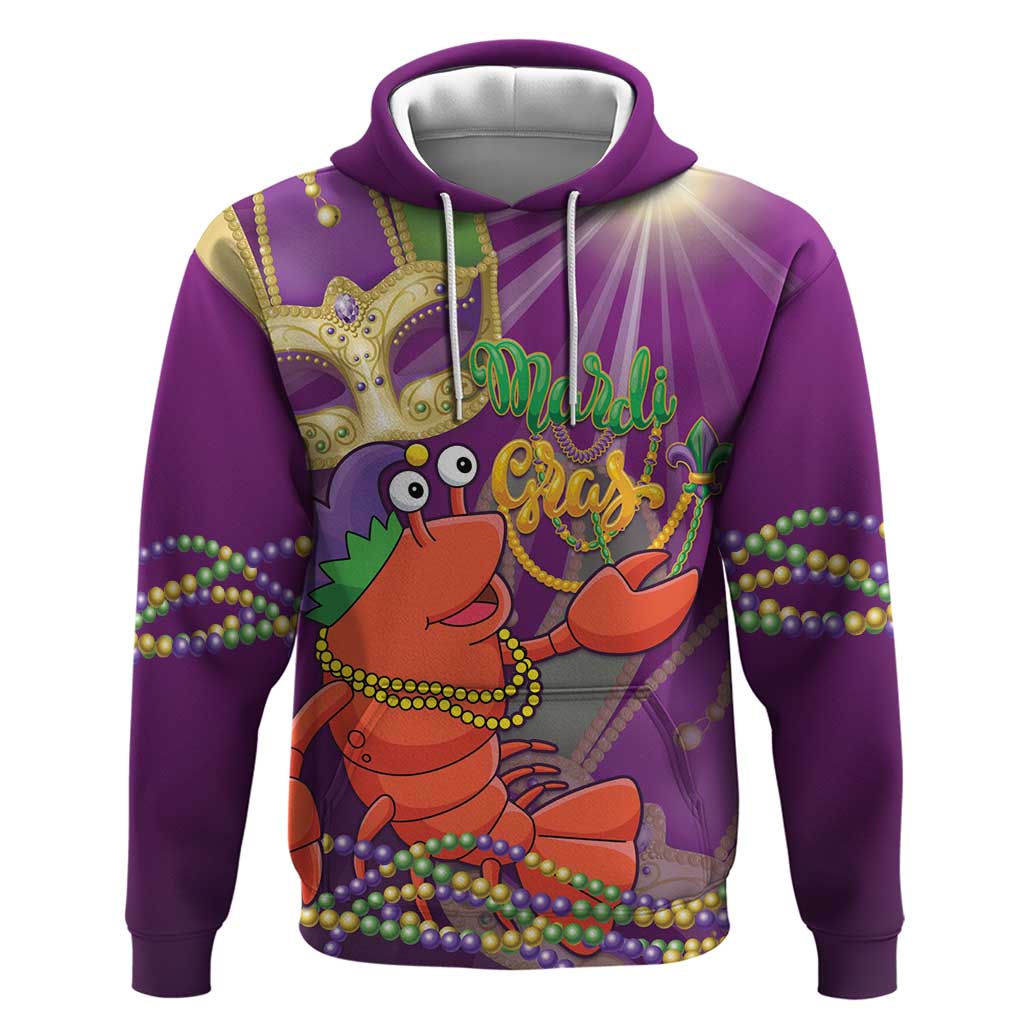 Mardi Gras 2025 Hoodie Funny Jester Lobster With Beads LT14