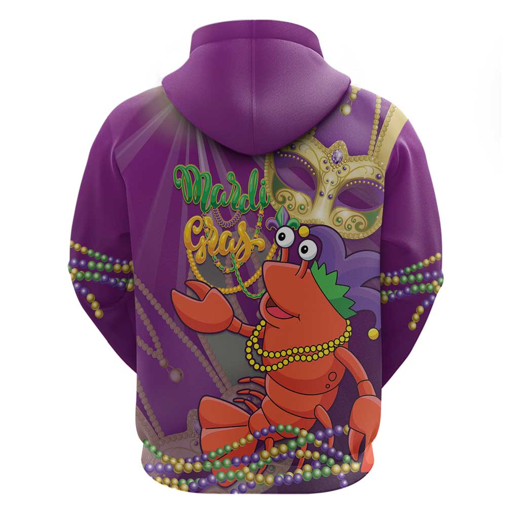 Mardi Gras 2025 Hoodie Funny Jester Lobster With Beads LT14