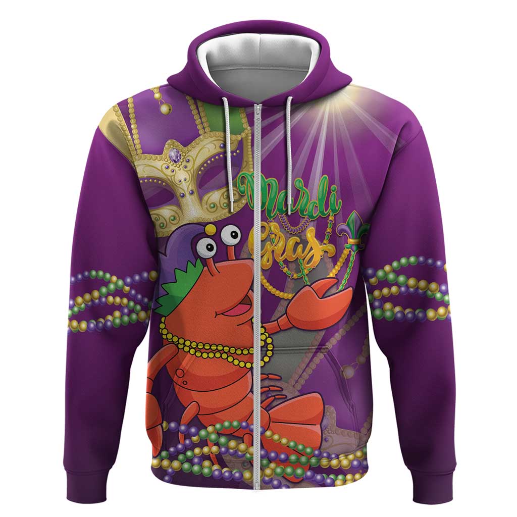 Mardi Gras 2025 Hoodie Funny Jester Lobster With Beads LT14