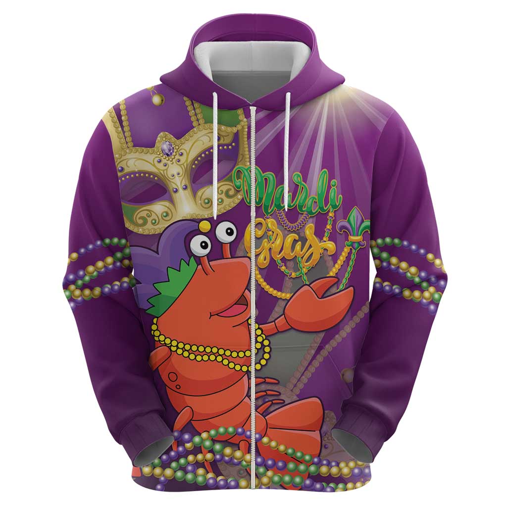 Mardi Gras 2025 Hoodie Funny Jester Lobster With Beads LT14
