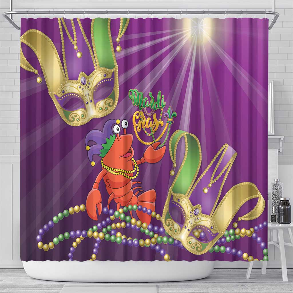 Mardi Gras 2025 Shower Curtain Funny Jester Lobster With Beads LT14