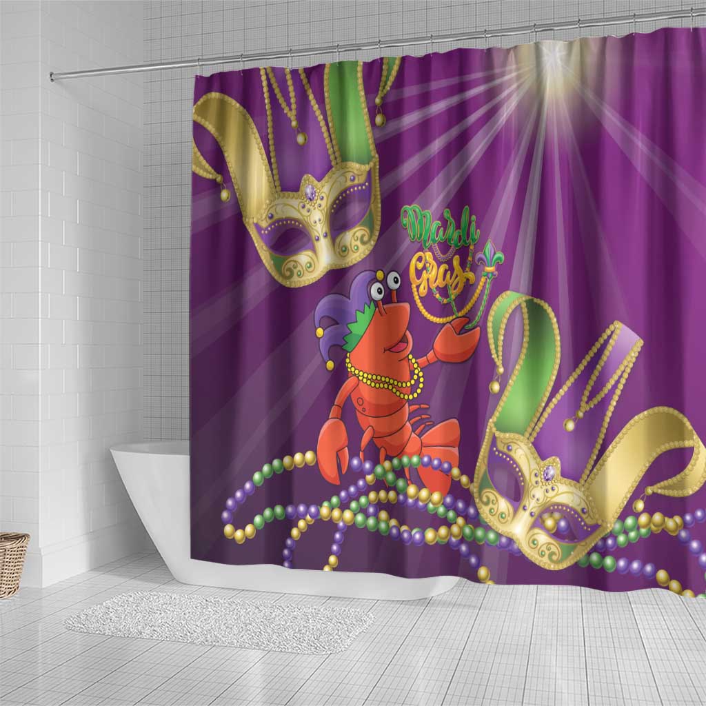 Mardi Gras 2025 Shower Curtain Funny Jester Lobster With Beads LT14