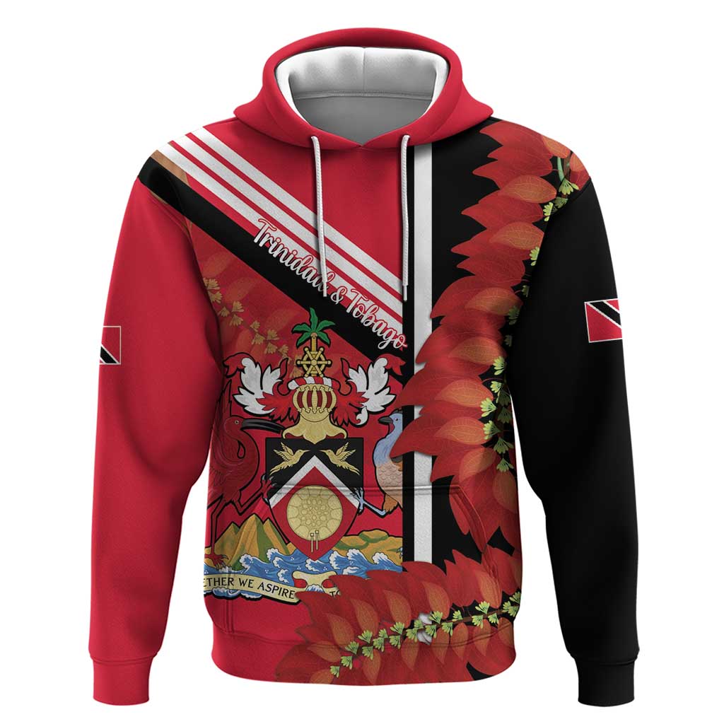 Trinidad and Tobago Hoodie Coat Of Arms With Chaconia Flower LT14