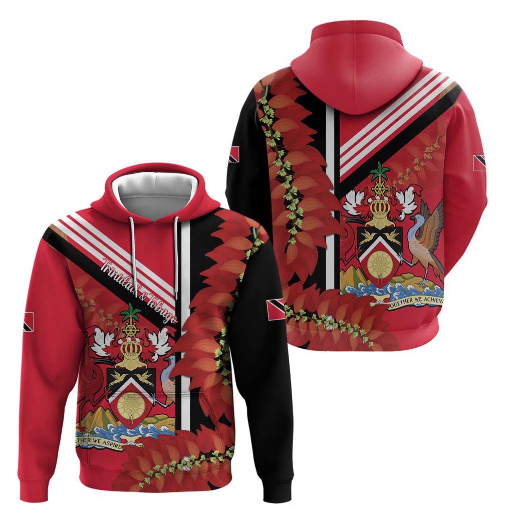 Trinidad and Tobago Hoodie Coat Of Arms With Chaconia Flower LT14