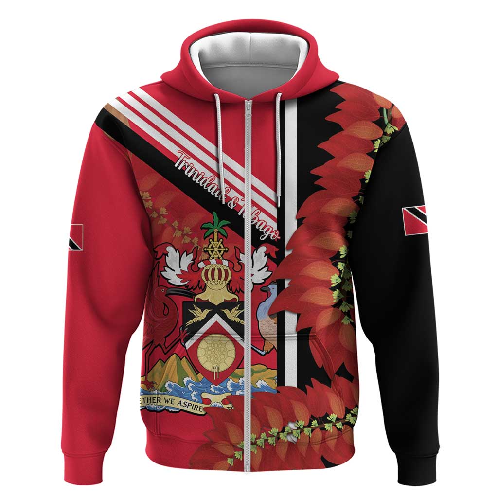 Trinidad and Tobago Hoodie Coat Of Arms With Chaconia Flower LT14