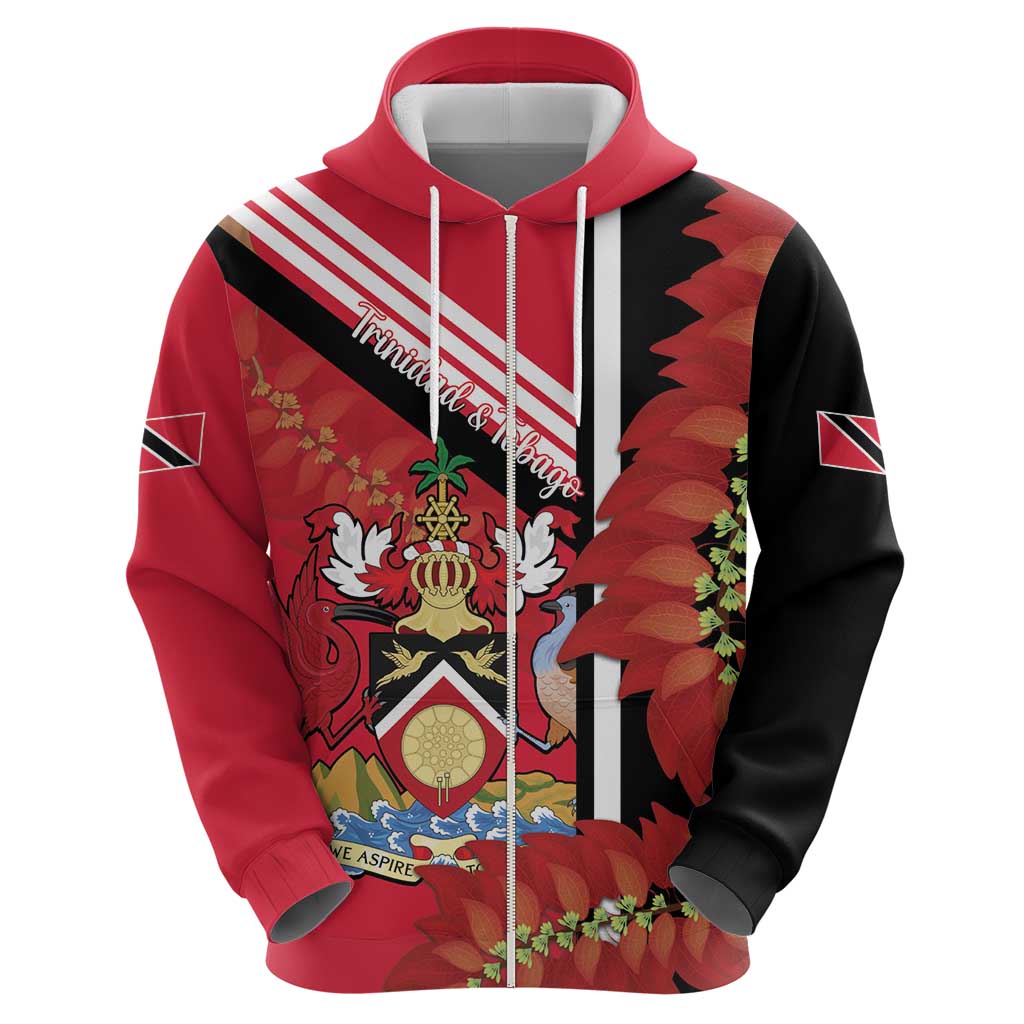 Trinidad and Tobago Hoodie Coat Of Arms With Chaconia Flower LT14