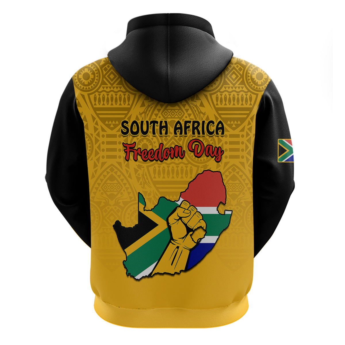 South Africa Hoodie African Pattern Happy Freedom Day Yellow Version LT14