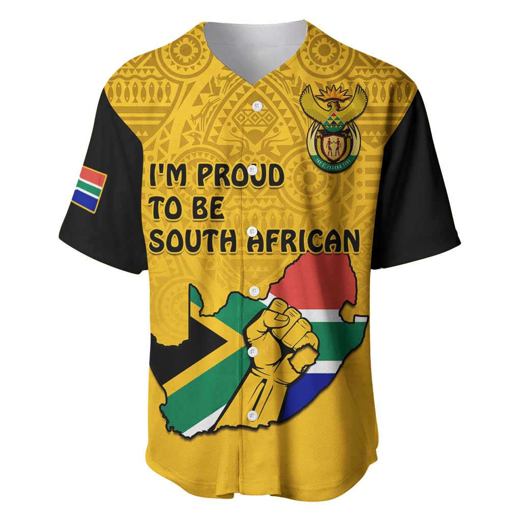 Personalised South Africa Baseball Jersey African Pattern Happy Freedom Day Yellow Version LT14