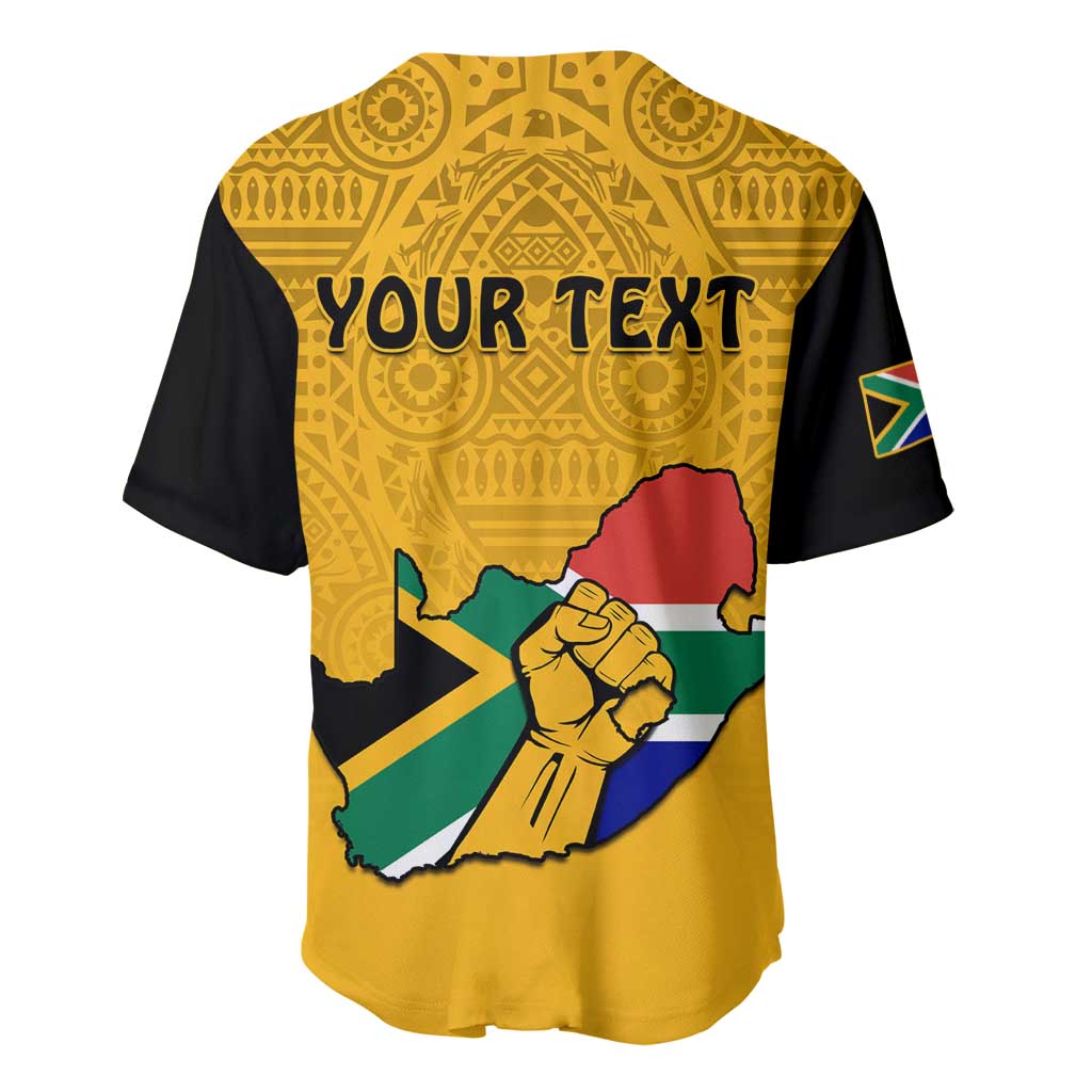 Personalised South Africa Baseball Jersey African Pattern Happy Freedom Day Yellow Version LT14