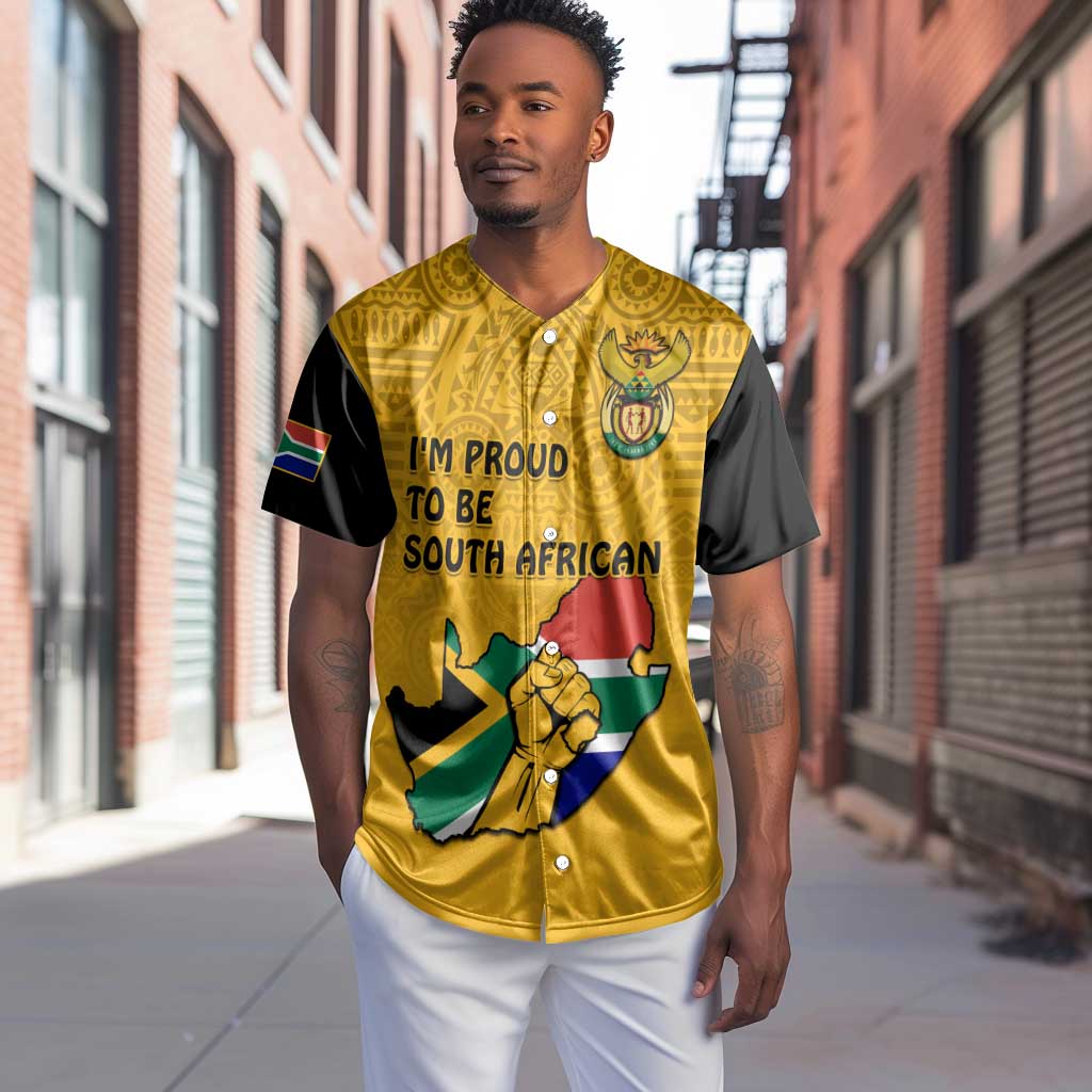 Personalised South Africa Baseball Jersey African Pattern Happy Freedom Day Yellow Version LT14