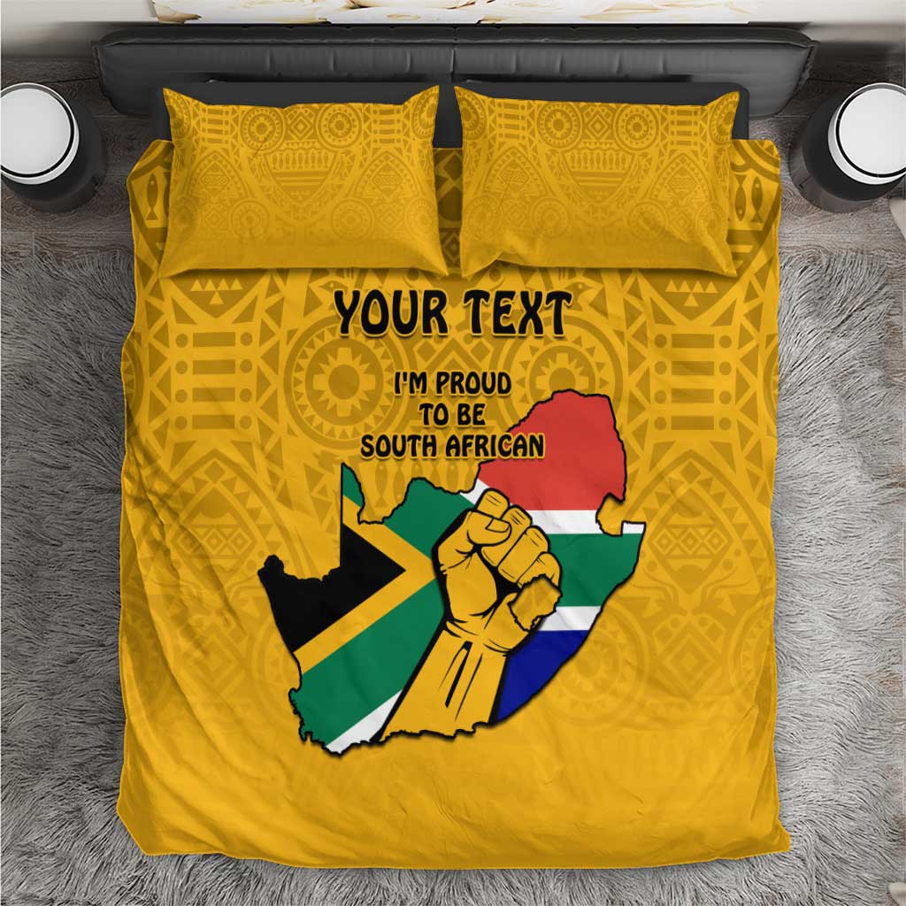 Personalised South Africa Bedding Set African Pattern Happy Freedom Day Yellow Version LT14