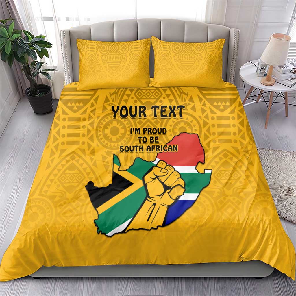 Personalised South Africa Bedding Set African Pattern Happy Freedom Day Yellow Version LT14