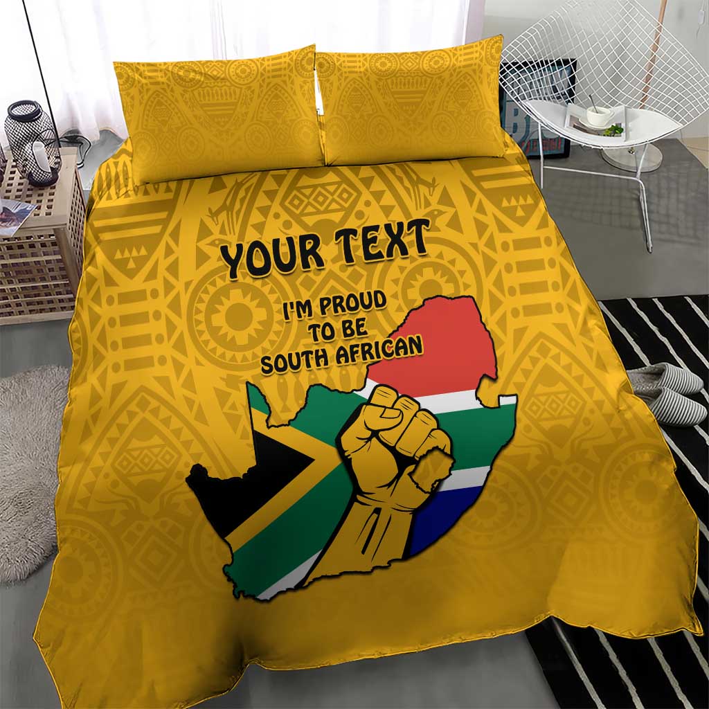Personalised South Africa Bedding Set African Pattern Happy Freedom Day Yellow Version LT14