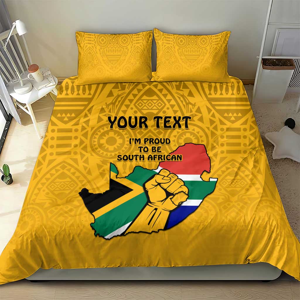 Personalised South Africa Bedding Set African Pattern Happy Freedom Day Yellow Version LT14