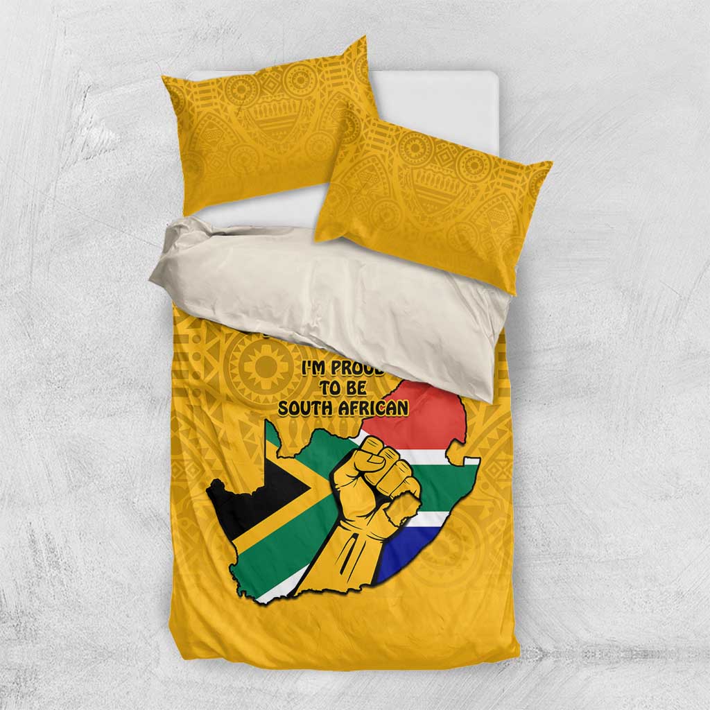 Personalised South Africa Bedding Set African Pattern Happy Freedom Day Yellow Version LT14