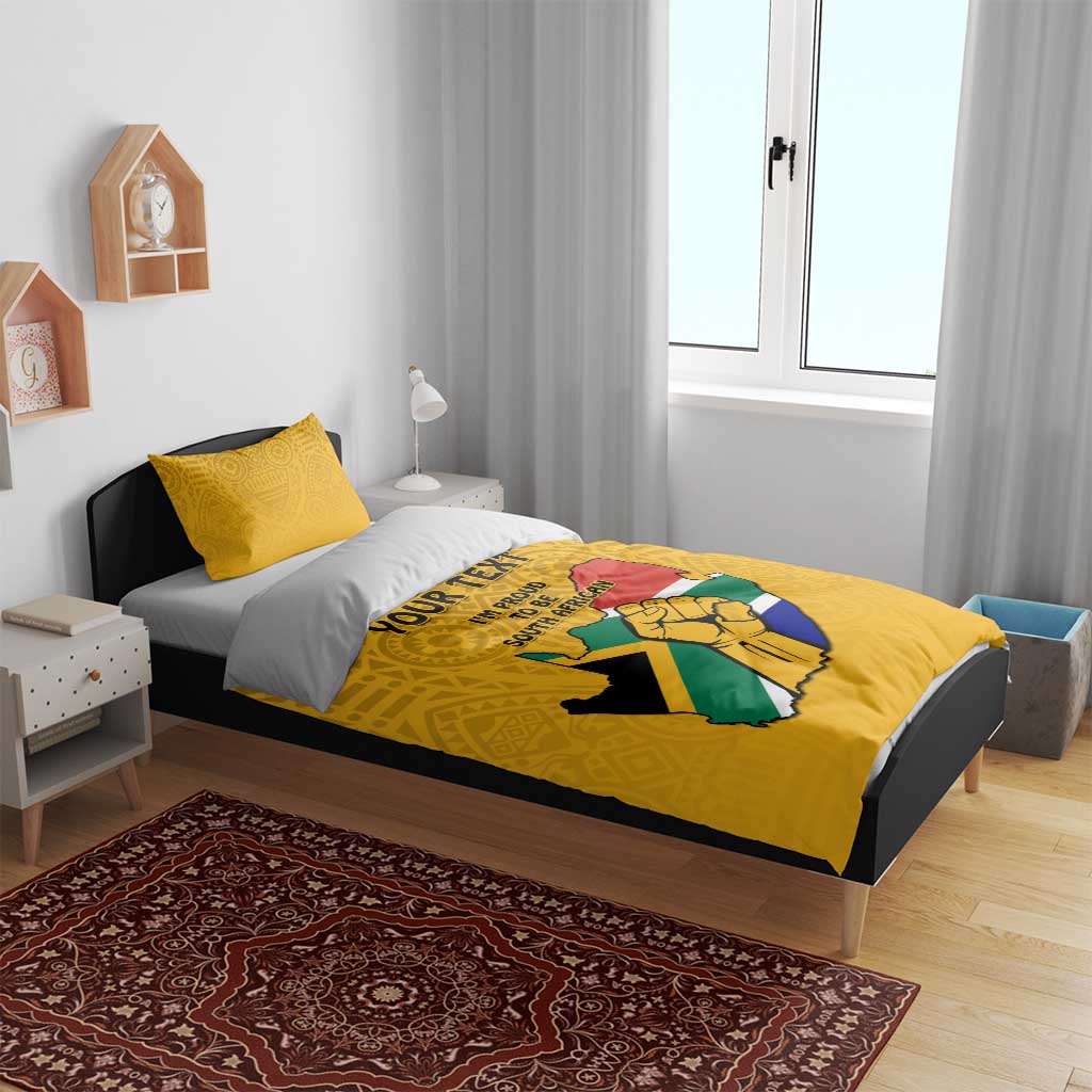 Personalised South Africa Bedding Set African Pattern Happy Freedom Day Yellow Version LT14