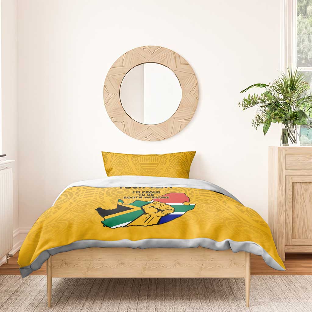 Personalised South Africa Bedding Set African Pattern Happy Freedom Day Yellow Version LT14